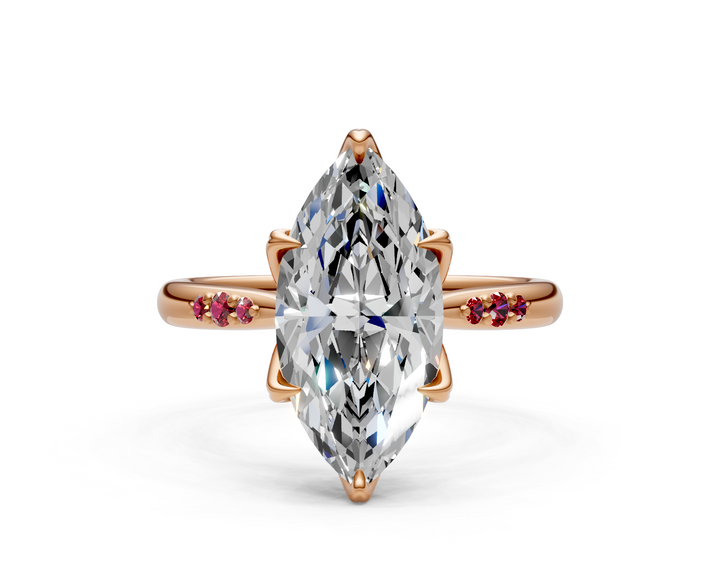 Mary Marquise Lab Created Diamond Engagement Ring with Side Gemstones