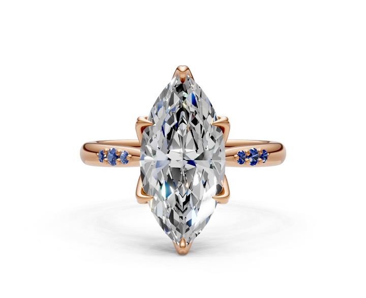 Mary Marquise Lab Created Diamond Engagement Ring with Side Gemstones