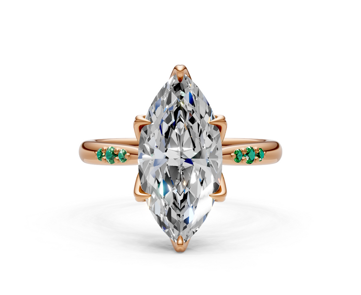Mary Marquise Lab Created Diamond Engagement Ring with Side Gemstones