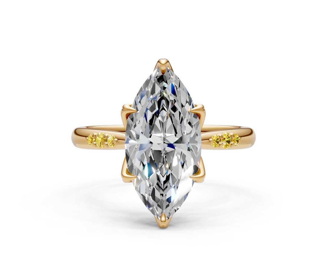 Mary Marquise Lab Created Diamond Engagement Ring with Side Gemstones