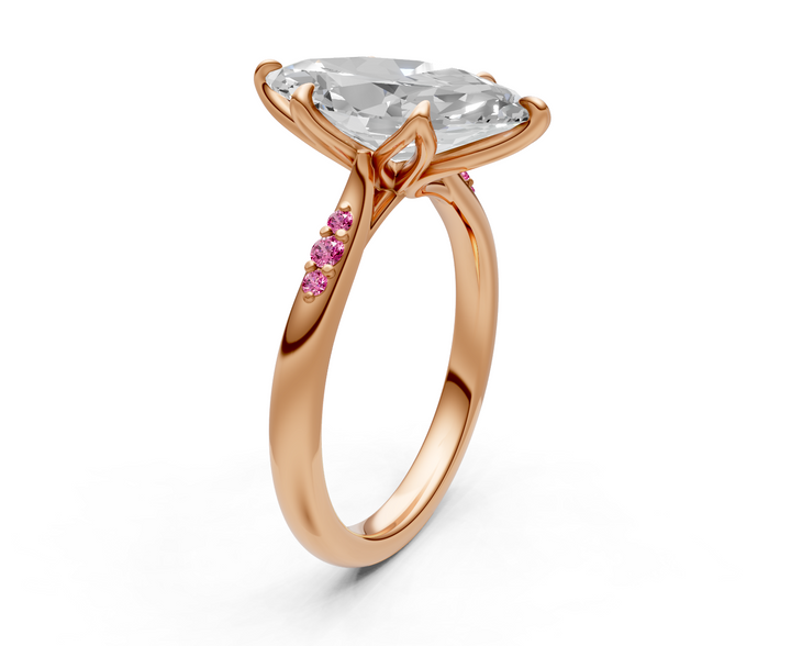 Mary Marquise Lab Created Diamond Engagement Ring with Side Gemstones
