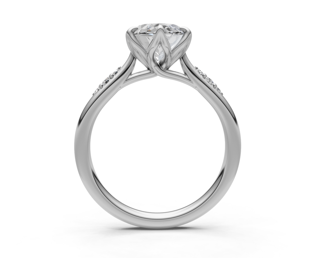 Mary Marquise Lab Created Diamond Engagement Ring with Side Gemstones