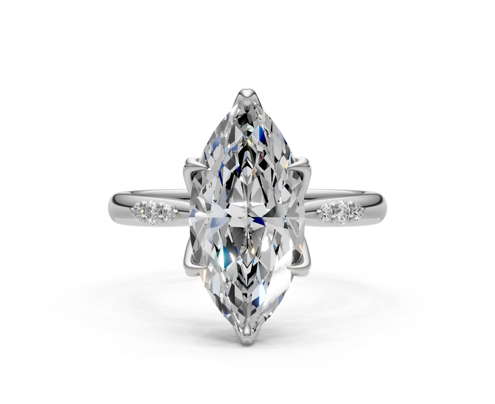 Mary Marquise Lab Created Diamond Engagement Ring with Side Gemstones