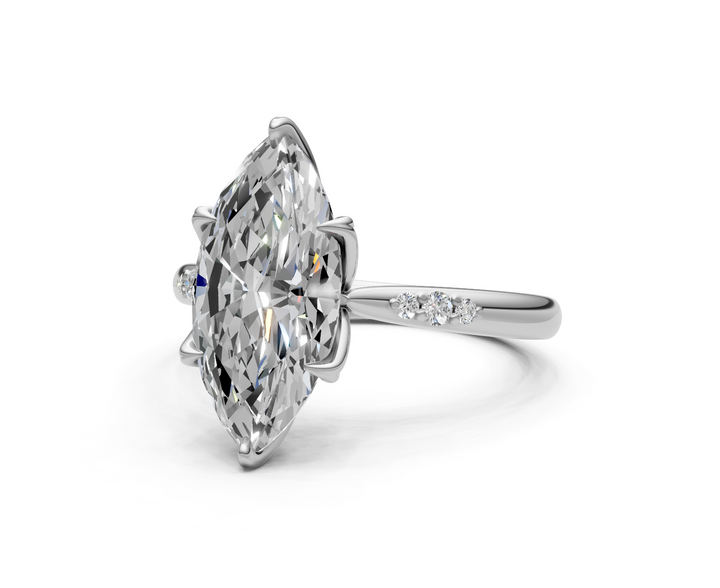 Mary Marquise Lab Created Diamond Engagement Ring with Side Gemstones