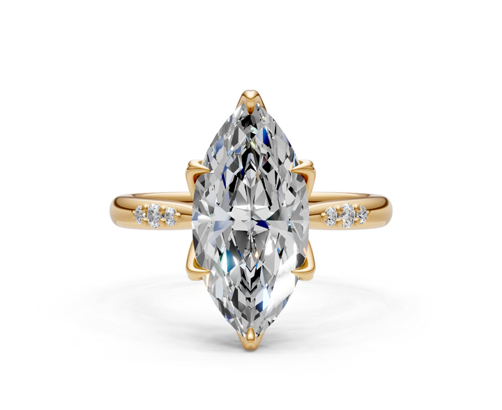 Mary Marquise Lab Created Diamond Engagement Ring with Side Gemstones