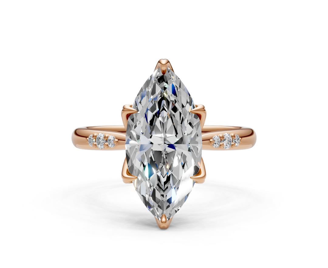 Mary Marquise Lab Created Diamond Engagement Ring with Side Gemstones