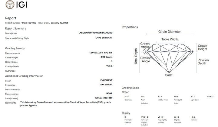 Ready to Ship Marilyn 3ct D/VVS2 Oval Lab-Created Diamond Engagement Ring in Platinum