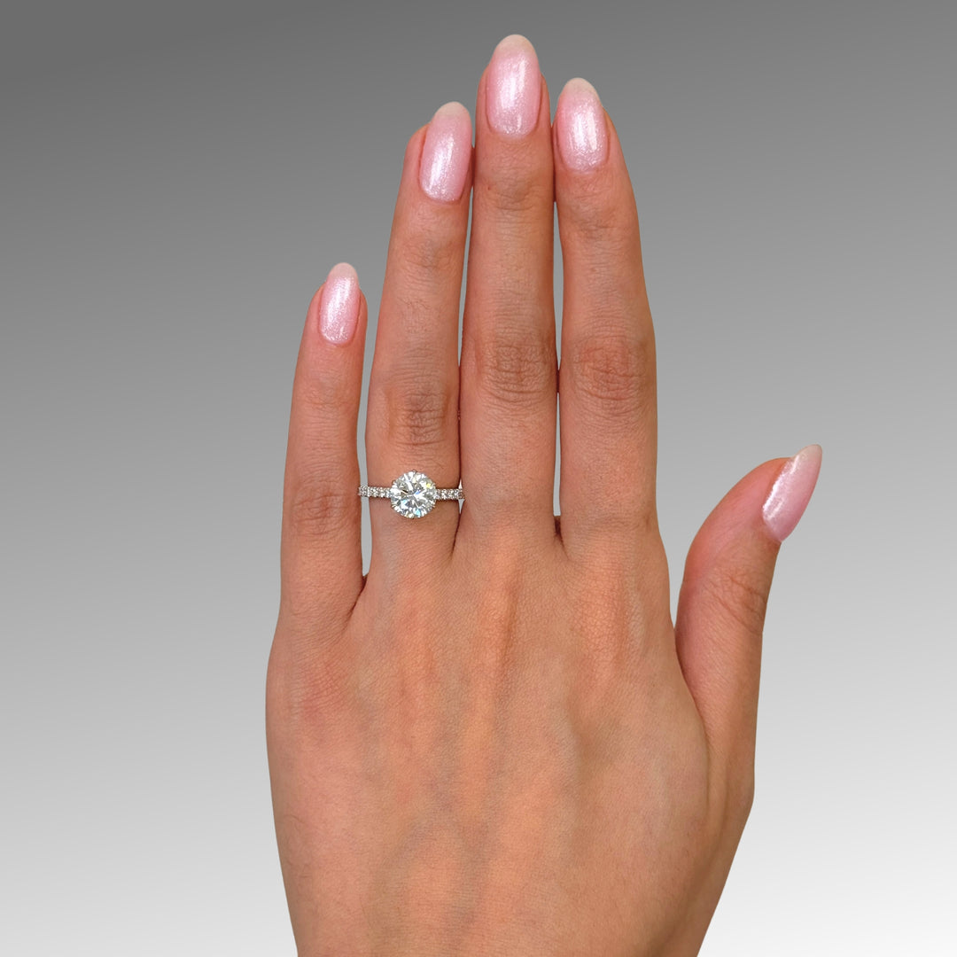 Ready to Ship 1.91ct D/VVS2 Round Lab-Created Diamond Engagement Ring in Platinum