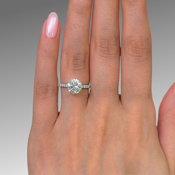Ready to Ship 1.91ct D/VVS2 Round Lab-Created Diamond Engagement Ring in Platinum
