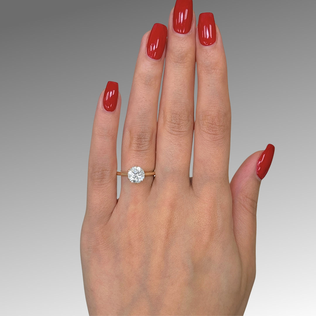 Ready to Ship Mary 1.76ct D/VVS2 Round Lab-Created Diamond Engagement Ring in 14k Yellow Gold