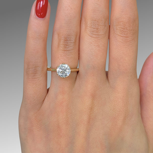 Ready to Ship Mary 1.76ct D/VVS2 Round Lab-Created Diamond Engagement Ring in 14k Yellow Gold