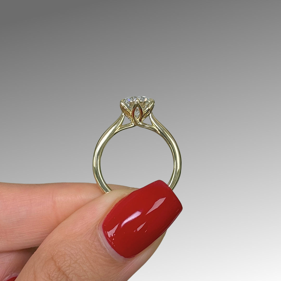 Ready to Ship Mary 1.76ct D/VVS2 Round Lab-Created Diamond Engagement Ring in 14k Yellow Gold