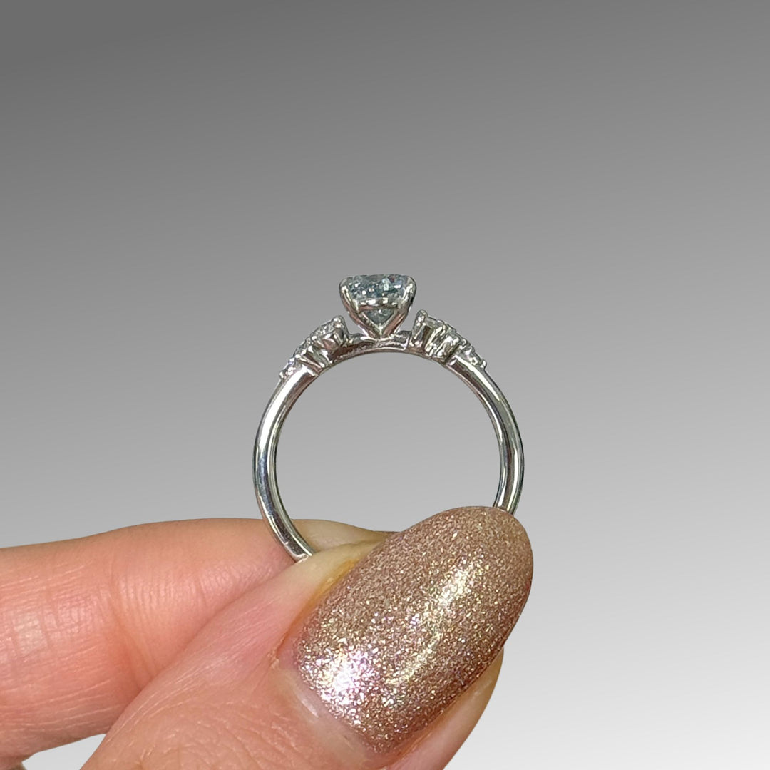 Ready to Ship Cynthia 1.08ct Fancy Blue Pear Shape Lab Diamond VVS2  Engagement Ring in Platinum