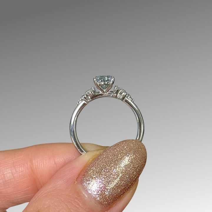 Ready to Ship Cynthia 1.08ct Fancy Blue Pear Shape Lab Diamond VVS2  Engagement Ring in Platinum