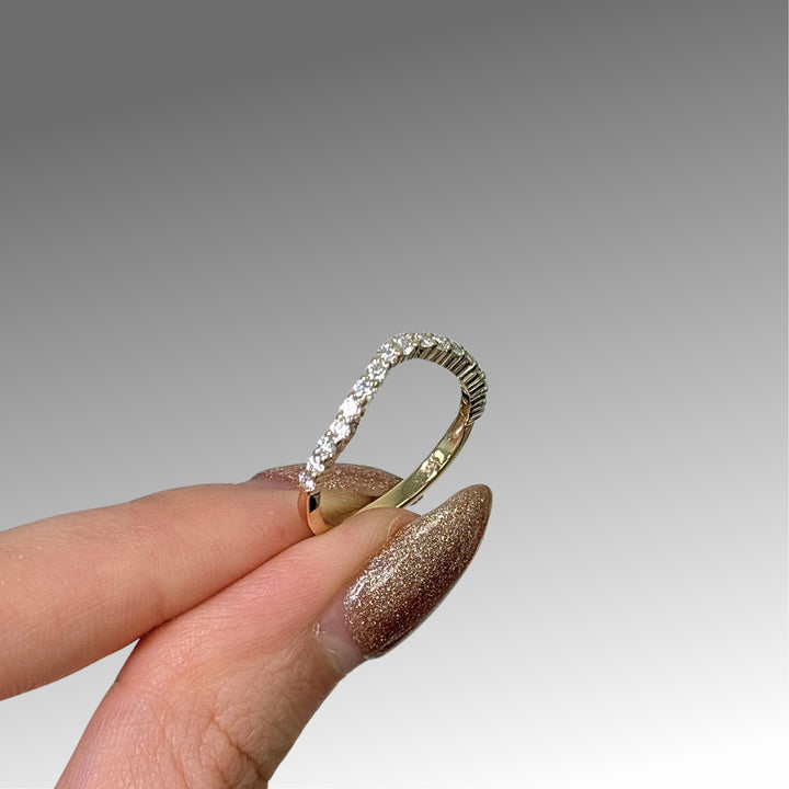 Ready to Ship Erica Round Lab-Created Diamonds Curvy Semi-Eternity Wedding Ring in 14k Yellow Gold