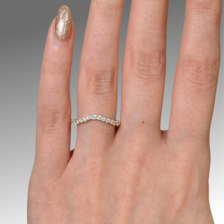 Ready to Ship Erica Round Lab-Created Diamonds Curvy Semi-Eternity Wedding Ring in 14k Yellow Gold