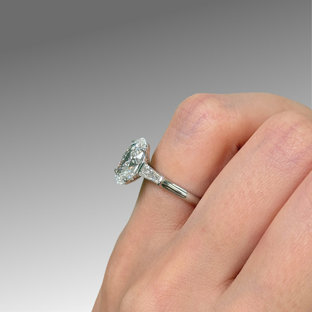 Ready to Ship Marilyn 3ct D/VVS2 Oval Lab-Created Diamond Engagement Ring in Platinum