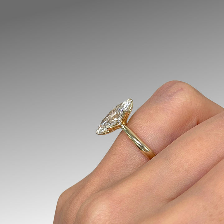 Ready to Ship Mary 3.06ct E/VVS2 Elongated Oval Lab-Created Diamond Engagement Ring in 14k Yellow Gold