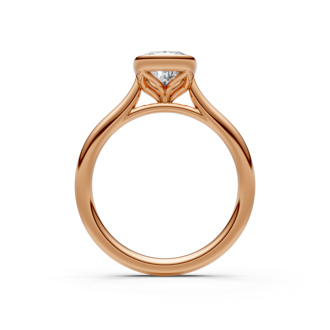 Roya Elongated Cushion Cut Lab Created Diamond Bezel Engagement Ring