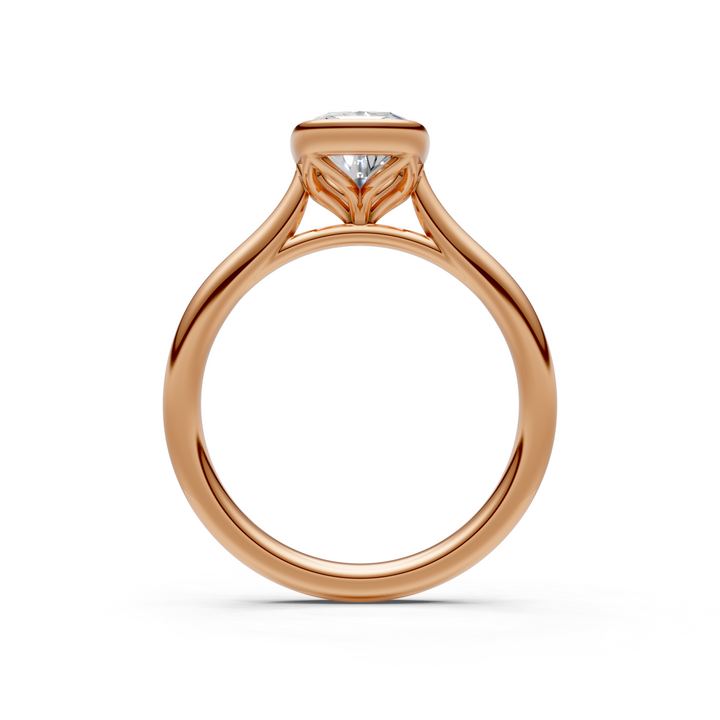 Roya Elongated Cushion Cut Lab Created Diamond Bezel Engagement Ring