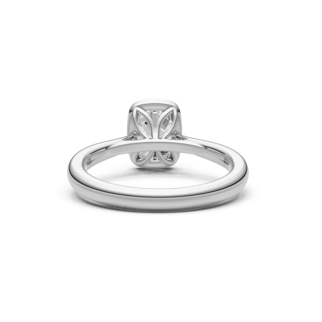 Roya Elongated Cushion Cut Lab Created Diamond Bezel Engagement Ring