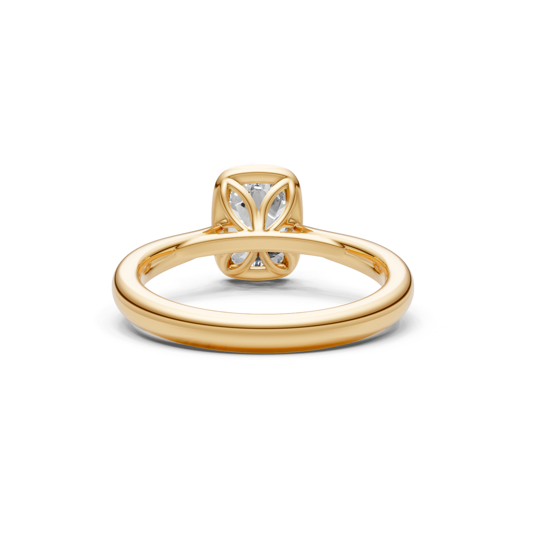 Roya Elongated Cushion Cut Lab Created Diamond Bezel Engagement Ring
