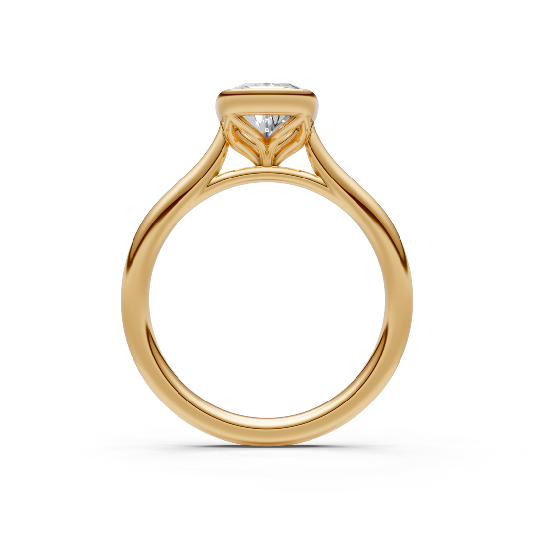 Roya Elongated Cushion Cut Lab Created Diamond Bezel Engagement Ring
