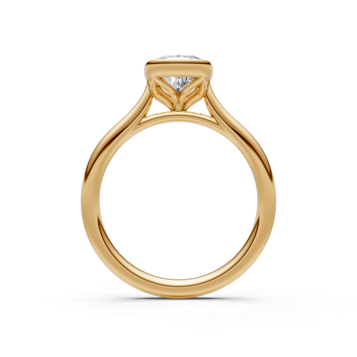 Roya Elongated Cushion Cut Lab Created Diamond Bezel Engagement Ring