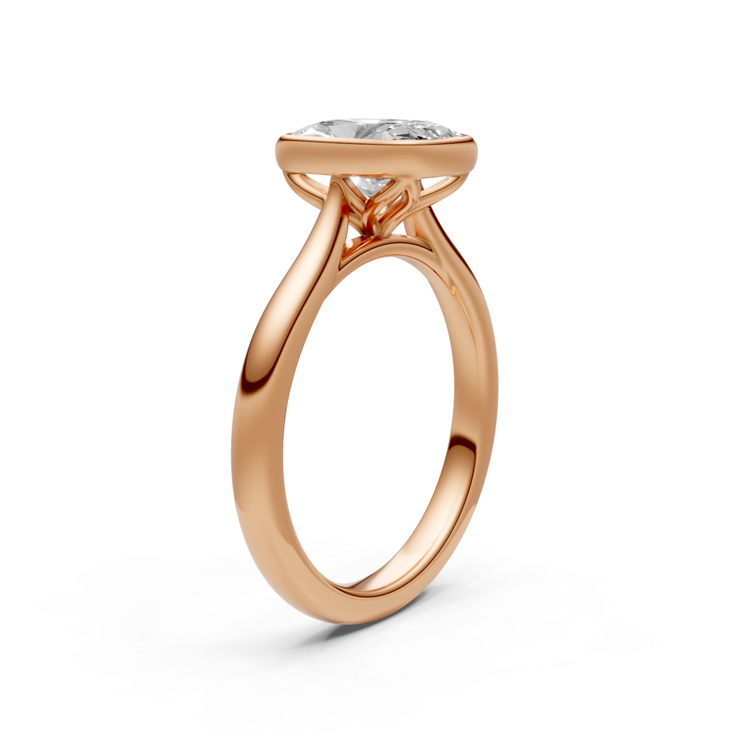 Roya Elongated Cushion Cut Lab Created Diamond Bezel Engagement Ring