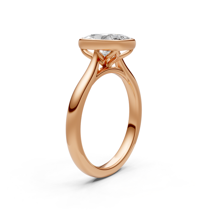 Roya Elongated Cushion Cut Lab Created Diamond Bezel Engagement Ring