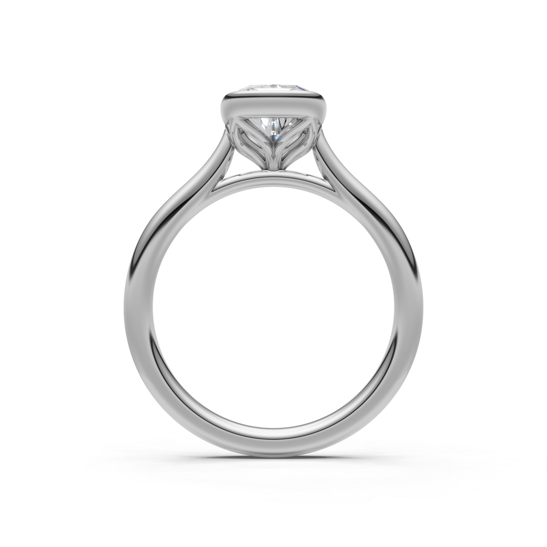 Roya Elongated Cushion Cut Lab Created Diamond Bezel Engagement Ring