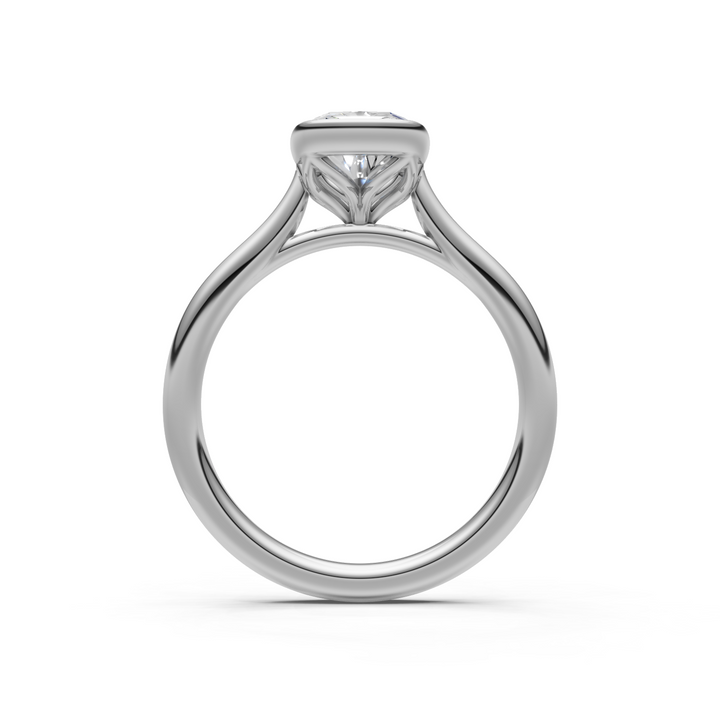 Roya Elongated Cushion Cut Lab Created Diamond Bezel Engagement Ring