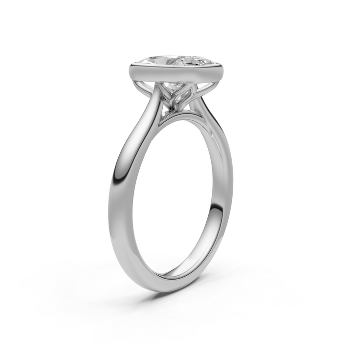 Roya Elongated Cushion Cut Lab Created Diamond Bezel Engagement Ring