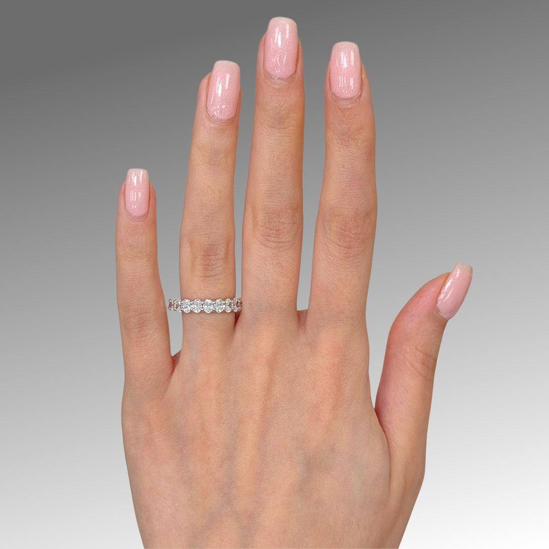 Ready to Ship  Nika Lab Created Diamond Wedding Band in 14K White Gold