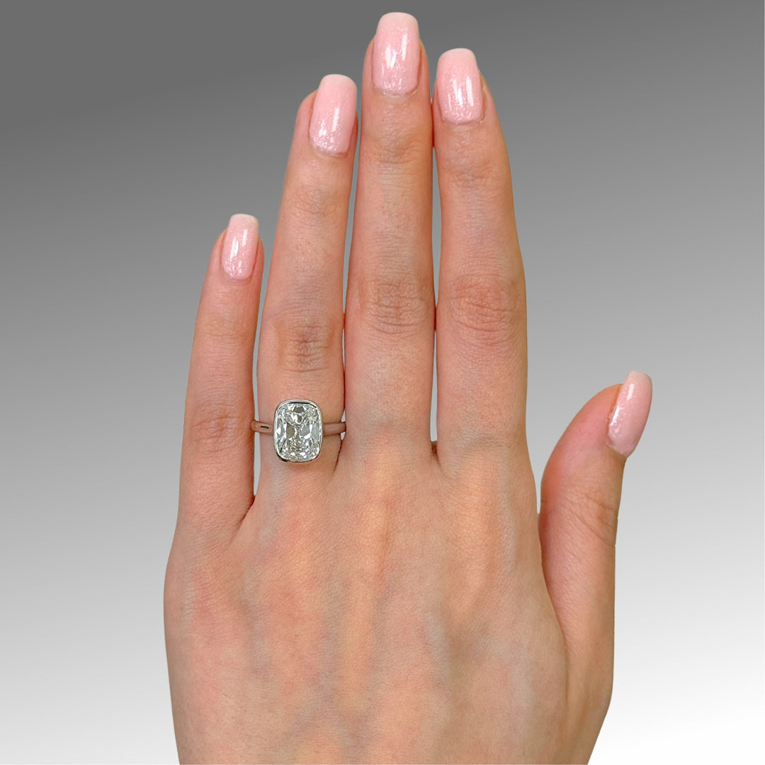 Ready to Ship Ray 3.81ct E/VVS2 Old Mine Elongated Cushion Cut Lab-Created Diamond Engagement Ring in 14k White Gold