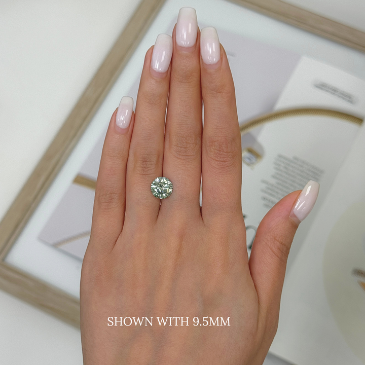 9.5mm ( DEW 3.5ct) round aqua-teal moissanite