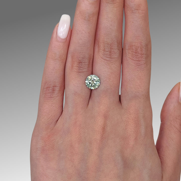 8.5mm ( DEW 2.5ct) round aqua-teal moissanite