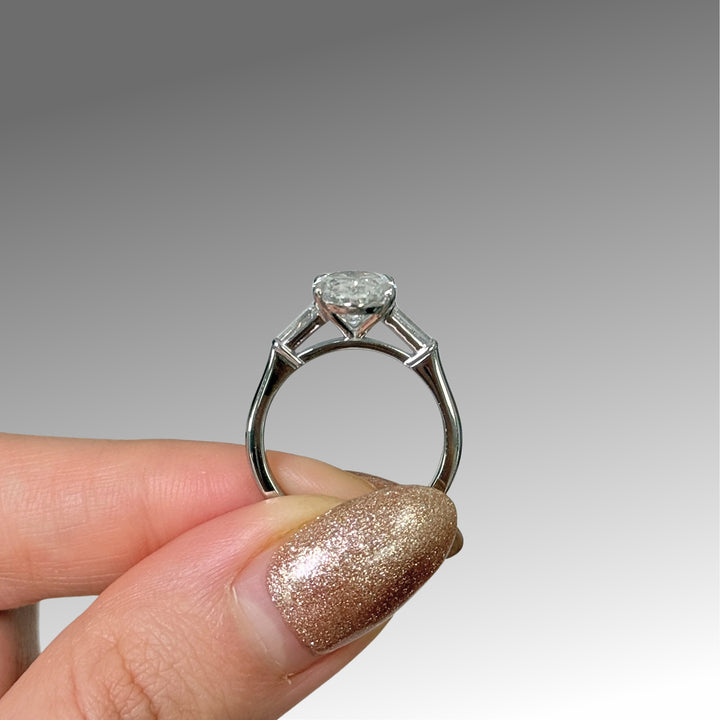 Ready to Ship Marilyn 3ct D/VVS2 Oval Lab-Created Diamond Engagement Ring in Platinum