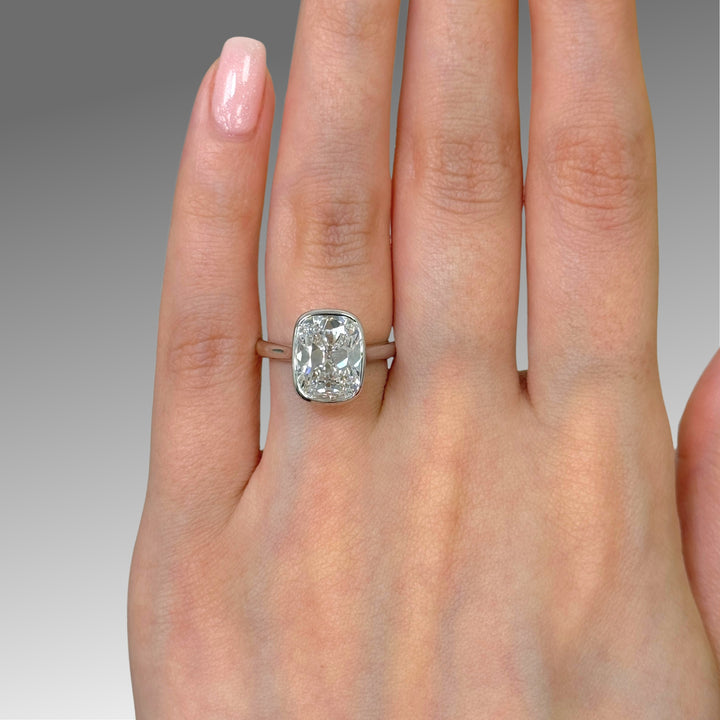 Ready to Ship Ray 3.81ct E/VVS2 Old Mine Elongated Cushion Cut Lab-Created Diamond Engagement Ring in 14k White Gold