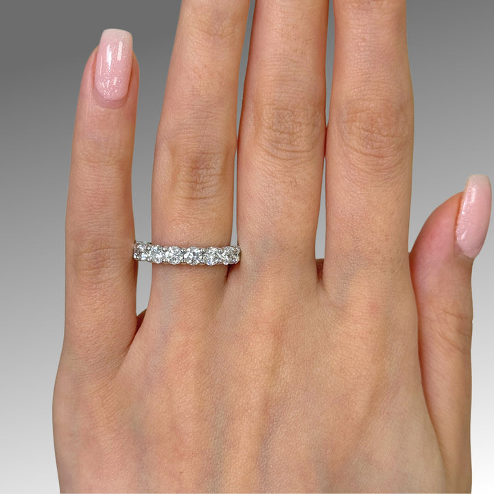 Ready to Ship  1.57ct Round Lab-Created Diamonds Semi-Eternity Wedding Ring