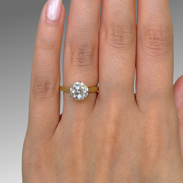Ready to Ship 2.07ct Round Old European Cut Lab Diamond D/FL  Engagement Ring in 18k Yellow Gold