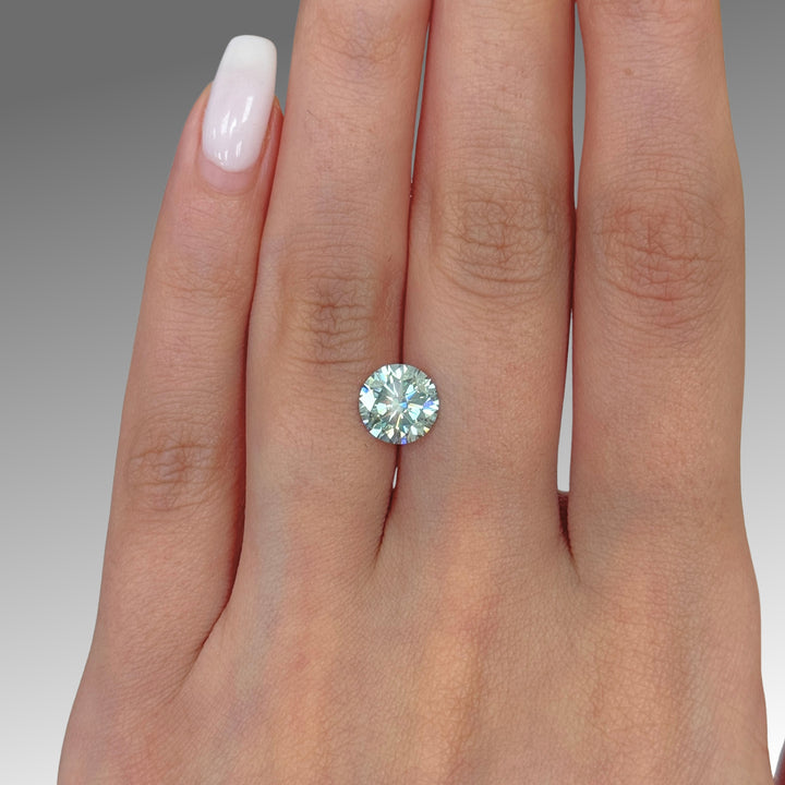 8mm ( DEW 2ct) round aqua-teal moissanite