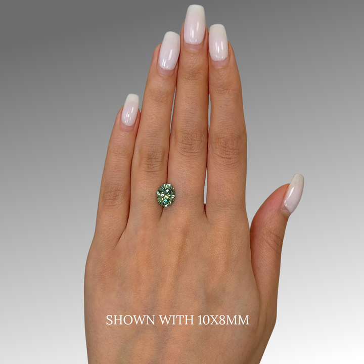 8x10mm ( DEW 3ct) oval aqua-teal moissanite