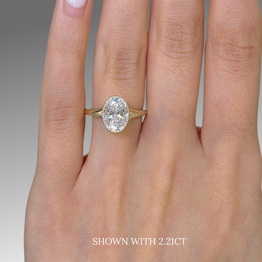 Liana Oval Lab Created Diamond Bezel Engagement Ring