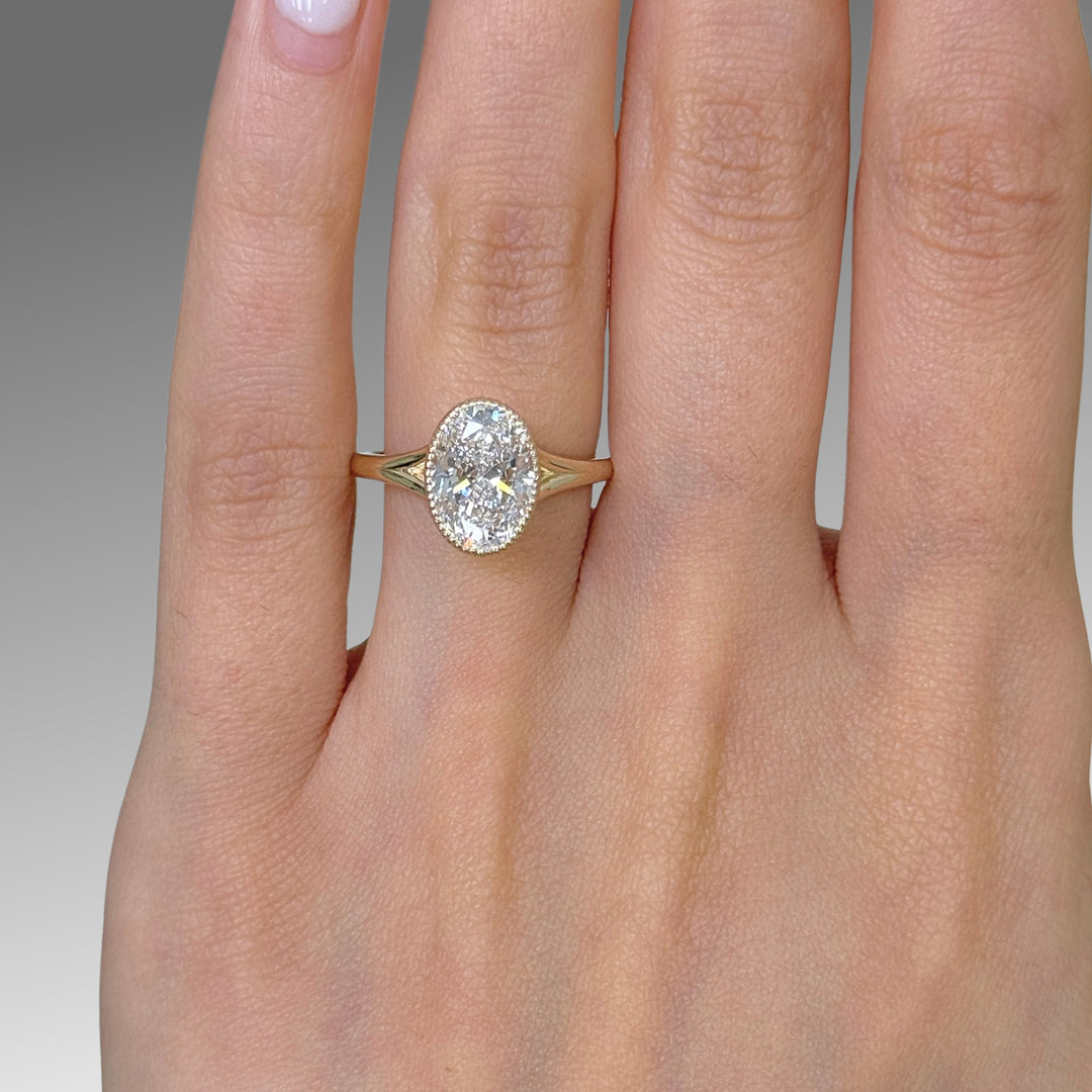 Liana Oval Lab Created Diamond Bezel Engagement Ring