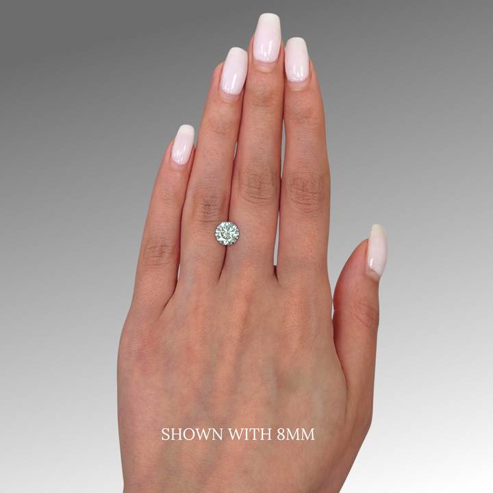 8mm ( DEW 2ct) round aqua-teal moissanite