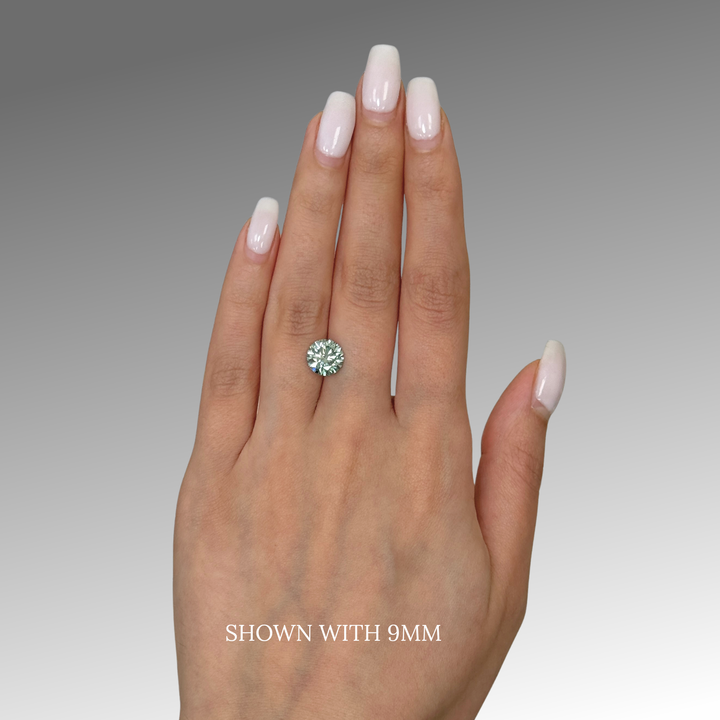 9mm ( DEW 3ct) round aqua-teal moissanite