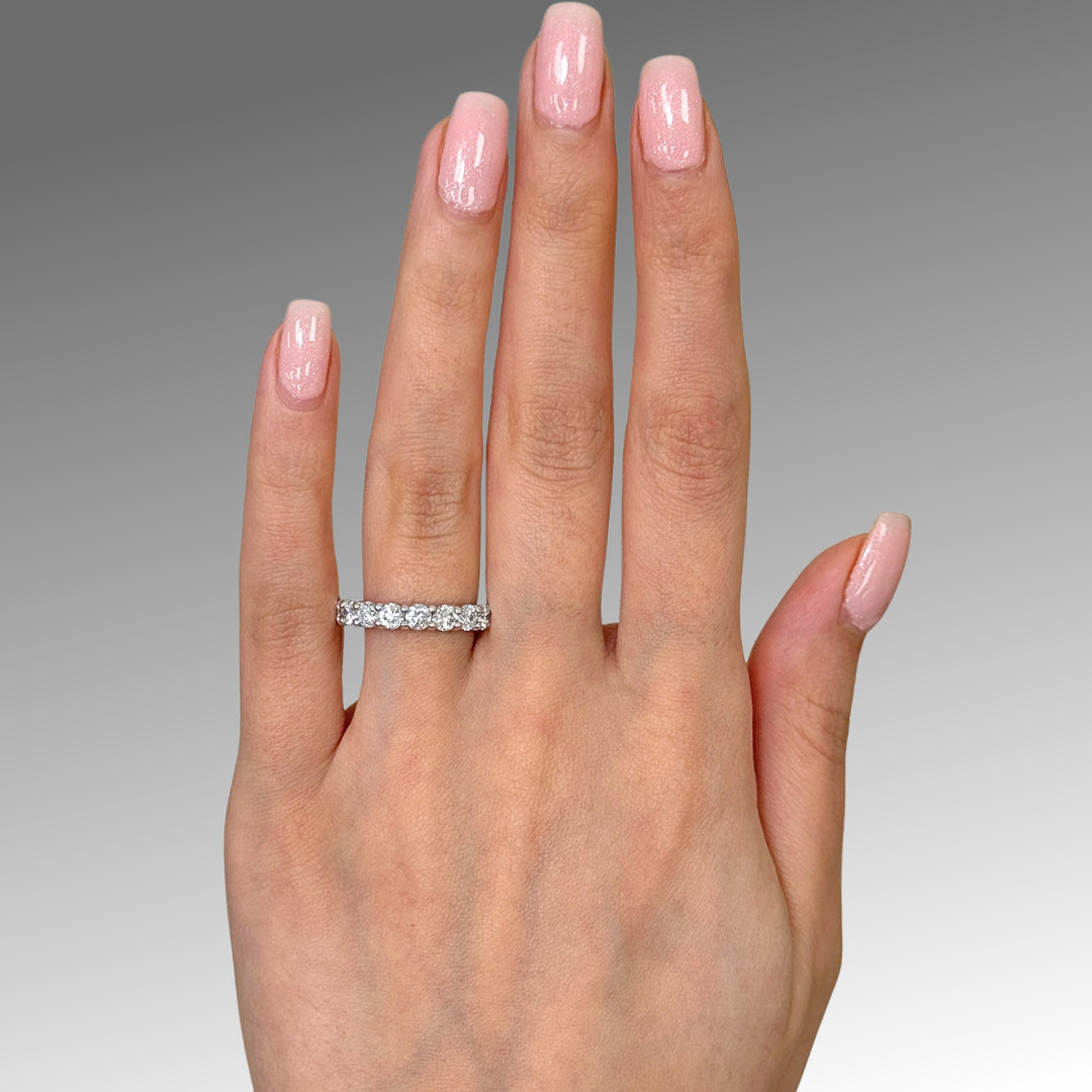 Ready to Ship  1.57ct Round Lab-Created Diamonds Semi-Eternity Wedding Ring