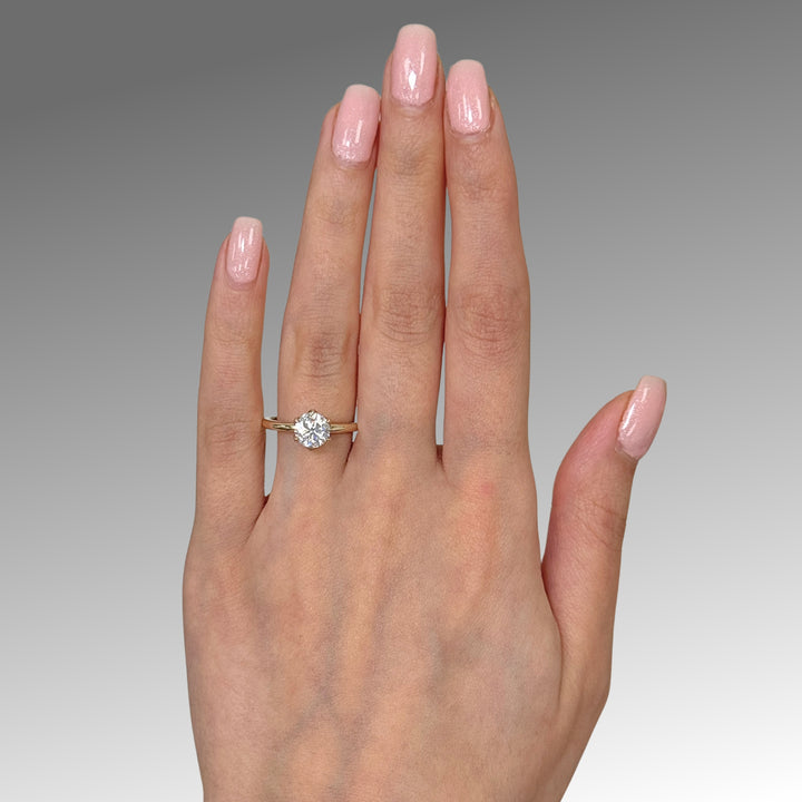 Ready to Ship  Rita 1.2ct Round  Moissanite Engagement Ring in 14k Yellow Gold