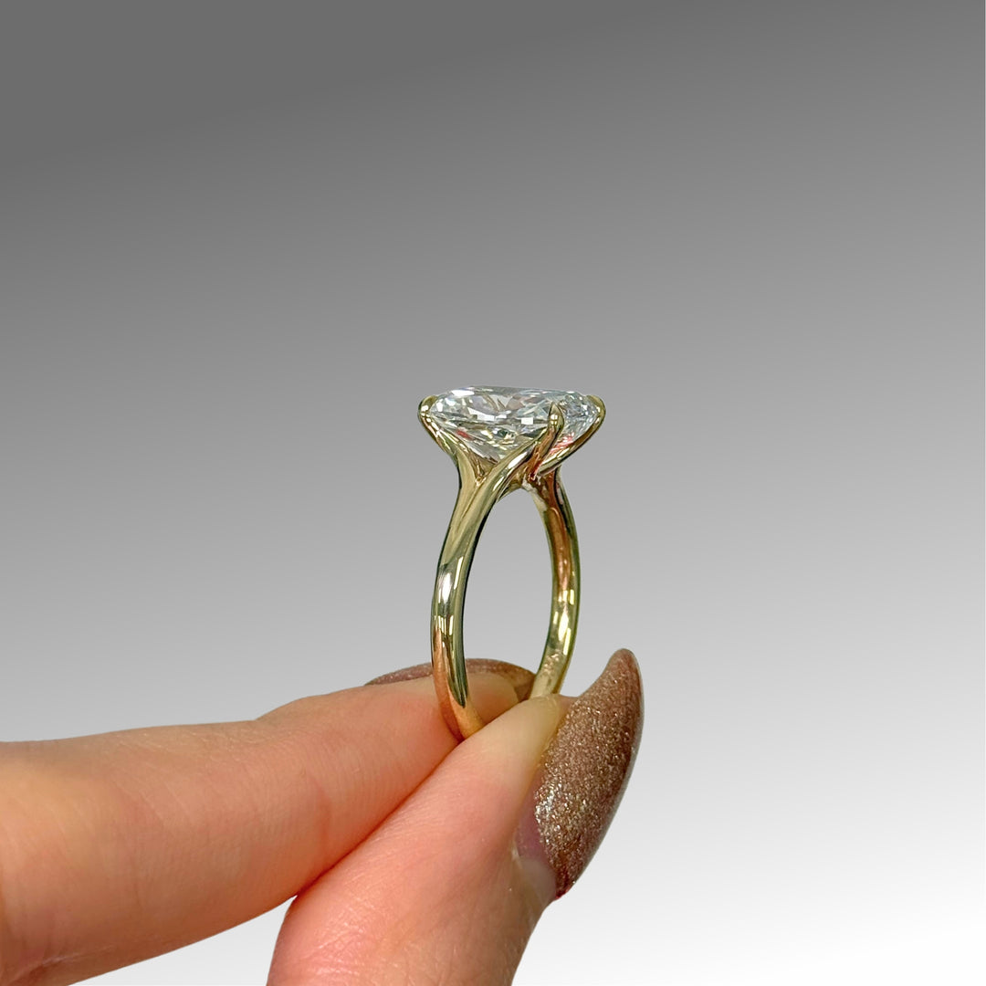 Ready to Ship Gloria 4.08ct E/VVS2 Elongated Cushion Cut Lab-Created Diamond Engagement Ring in 14k Yellow Gold